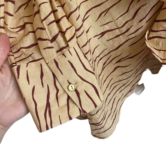 ONIA Printed Cotton-Blend Wrap Top, Tiger Stripe, Size L - Picture 9 of 13